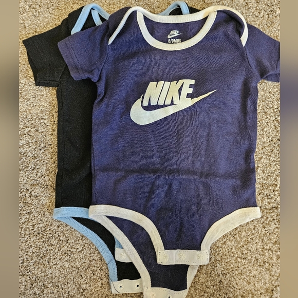 Nike Baby Blue and Black Onesies Set Of Two 6-9 Months GUC - Picture 1 of 4